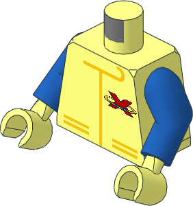 Minifig Torso with Blue Arms and Hands with Extreme Team Jacket Logo Pattern