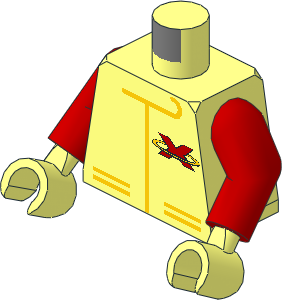 Minifig Torso with Red Arms and Hands with Extreme Team Jacket Logo Pattern