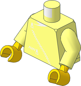 Minifig Torso with Arms and Hands with White Diagonal Zip and Pocket Pattern