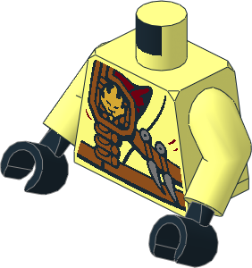 Minifig Torso with Arms and Hands with Fire Power Emblem, Kunai Knives and Scabbard Pattern