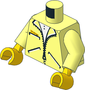 Minifig Torso with Arms and Hands with Zipper Jacket and  3 Pockets Pattern