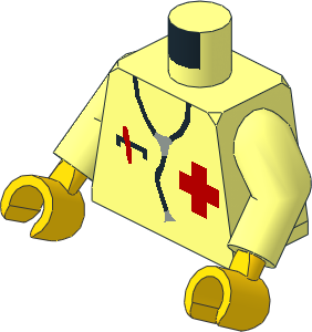 Minifig Torso with Arms and Hands with Red Cross and Stethoscope Pattern