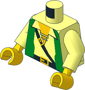 Minifig Torso with Arms and Hands with Pirate Green Vest, Shirt, and Belt Pattern