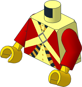 Minifig Torso with Arms and Hands with Red Imperial Guard Pattern