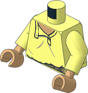 Minifig Torso with Arms and Hands with Open Collar and Light Bluish Grey Wrinkles and Dark Tan Belt Pattern