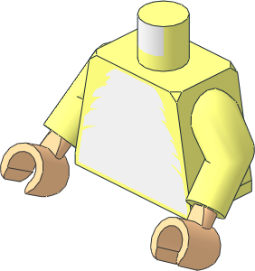 Minifig Torso with Arms and Hands with White Fur Pattern