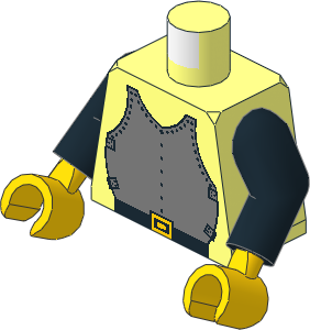 Minifig Torso with Black Arms and Hands with Castle Breastplate Pattern