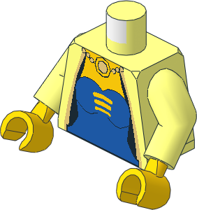 Minifig Torso with Arms and Hands with Castle Bodice and Cloak Pattern