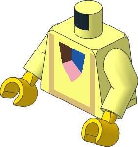 Minifig Torso with Arms and Hands with Tri-Coloured Shield and Gold Trim Pattern