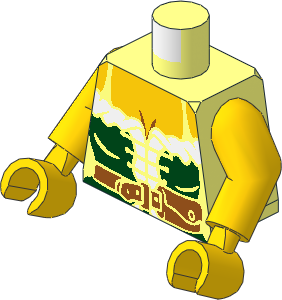 Minifig Torso with Arms and Hands with Female Dark Green Corset with Leather Belt Pattern