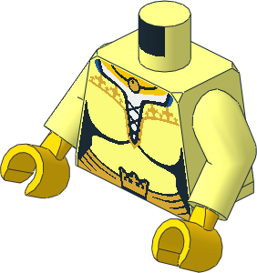Minifig Torso with Arms and Hands with Female Corset and Gold Crown and Trim Pattern