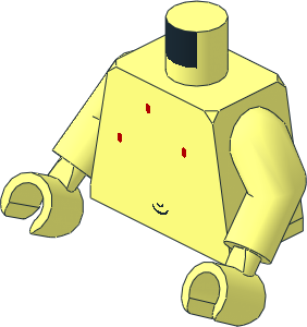 Minifig Torso with Arms and Hands with Black Navel and Red Spots Pattern