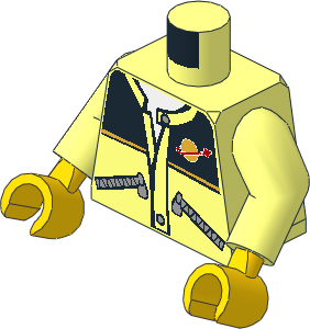 Minifig Torso with Arms and Hands with Jacket, Zippered Pockets and Classic Space Logo Pattern