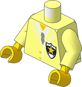 Minifig Torso with Arms and Hands with Jacket, Tie and Police Badge Yellow Star Pattern