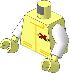 Minifig Torso with White Arms and Hands with Extreme Team Jacket Logo Pattern