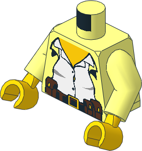 Minifig Torso with Arms and Hands with Female White Shirt, Open Jacket Pattern