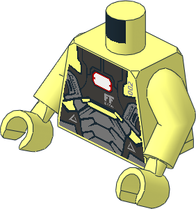 Minifig Torso with Arms and Hands with War Machine Armoured Suit Pattern