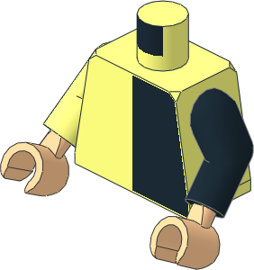 Minifig Torso with Arms and Hands with Black Half Pattern