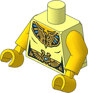 Minifig Torso with Arms and Hands with Egyptian Royal Seal and Belt Pattern