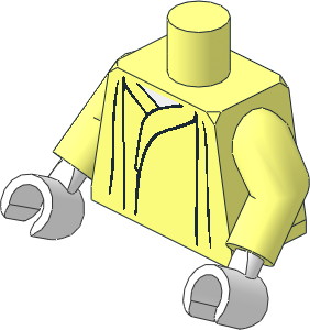 Minifig Torso with Arms and Hands with Robe with Black Gathers and White Neck Pattern