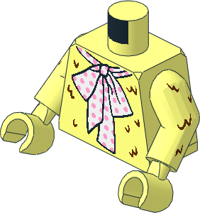 Minifig Torso with Arms and Hands with White Scarf, Reddish Brown Fur Pattern