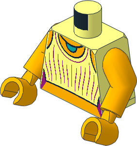 Minifig Torso with Arms and Hands with Pink Tank Top with Bright Light Orange Arms Pattern