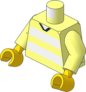 Minifig Torso with Arms and Hands with Soccer Team White Stripes and White # 4 Pattern