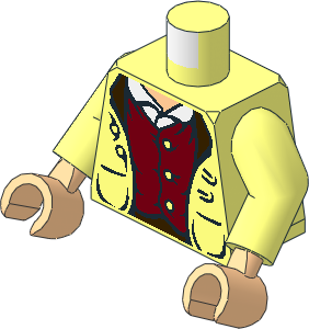 Minifig Torso with Arms and Hands with LOTR Jacket and Dark Red Vest Pattern