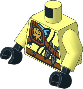 Minifig Torso with Arms and Hands with Belt, Knife, Scabbard and Lightning Power Emblem Pattern