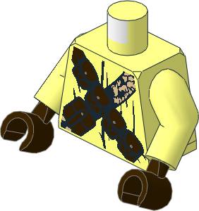 Minifig Torso with Arms and Hands with SW Jawa with Dark Brown Pouches and Black and Tan Straps Pattern