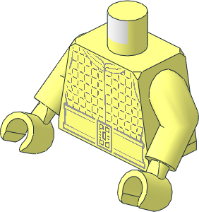 Minifig Torso with Arms and Hands with SW Kylo Ren with Jacket with Silver Checkered Lines and Belt Pattern