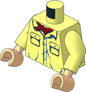 Minifig Torso with Arms and Hands with Two Pocket Shirt with Red Bandana and Light Nougat Neckline Pattern