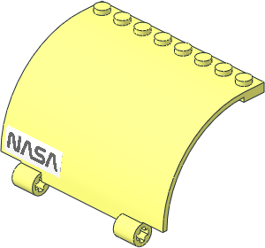 Panel  5 x  8 x  3.667 Curved with Two Axleholes with Chrome Stickers and "NASA" Sticker on Left