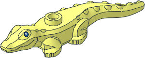 Animal Crocodile Hatchling with Blue Eyes with Black Outline Pattern