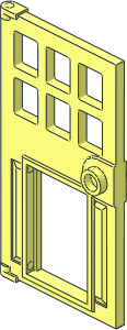 Door  1 x  4 x  6 with 6 Panes, Handle and Hole for Pet Flap