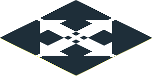 Sticker  1.9 x  1.9 with Four White Arrows Pointing Outwards on Black Background