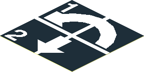 Sticker  1.9 x  1.9 with White Arrows Curved Counterclockwise and Down, "1", and "2" on Black Background