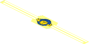 Sticker  2.5 x 17.9 with Blue Globe, Yellow Box and Curved Arrows