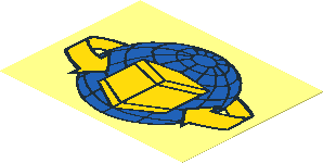 =Sticker  2.5 x  3.3 with Blue Globe, Yellow Box and Curved Arrows