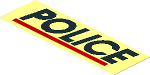 Sticker  0.9 x  2.9 with Black "POLICE" and Red Line