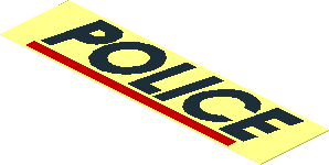 Sticker  1.0 x  3.8 with Black "POLICE" and Red Line