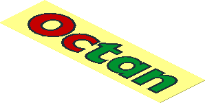 Sticker  1.0 x  3.6 with Red and Green "Octan" Logo with Black Border