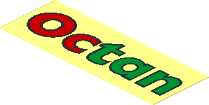 Sticker  0.9 x  2.5 with Red and Green "Octan" Logo with Black Border