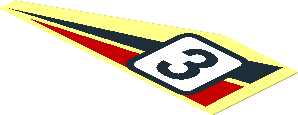 Sticker with Black/Red Triangles and Racing Number "3", Left