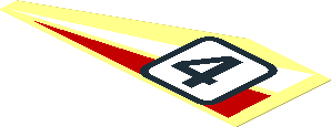 Sticker with White/Red Triangles and Racing Number "4", Left