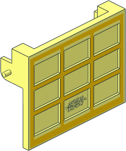 Garage Door with Hinge Pins with Yellow Grid Pattern