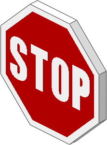 ~_Roadsign Clip-on  2 x  2 Octagonal with Red Stop Sign Pattern White (Obsolete)
