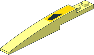 Slope Brick Curved  1 x  8 with Plate  1 x  2 with Black Trapezoid on Yellow Background Left Sticker