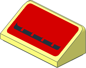 Slope Brick 31  1 x  2 x  0.667 with Right Black Deflectors on Red Face Sticker