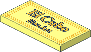 Tile  2 x  4 with Gold "El Cubo Fine Art" Pattern